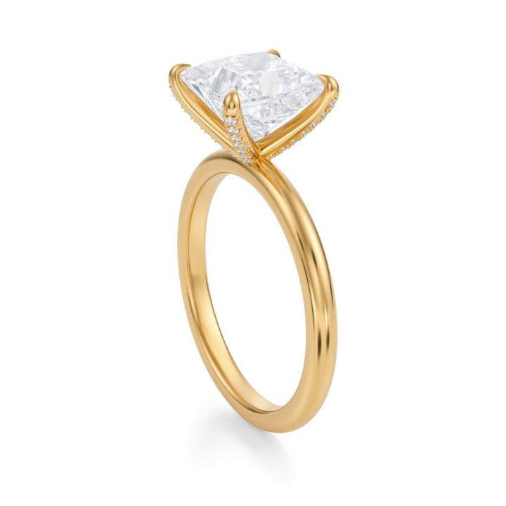 Princess Solitaire Ring With Pave Prongs