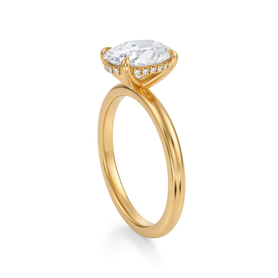 Oval Solitaire Ring With Hidden Halo