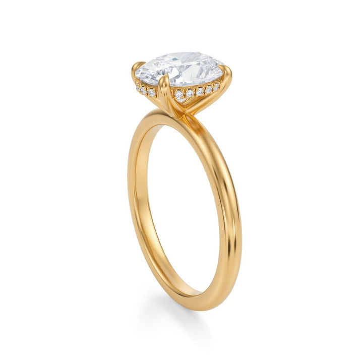 Oval Solitaire Ring With Hidden Halo