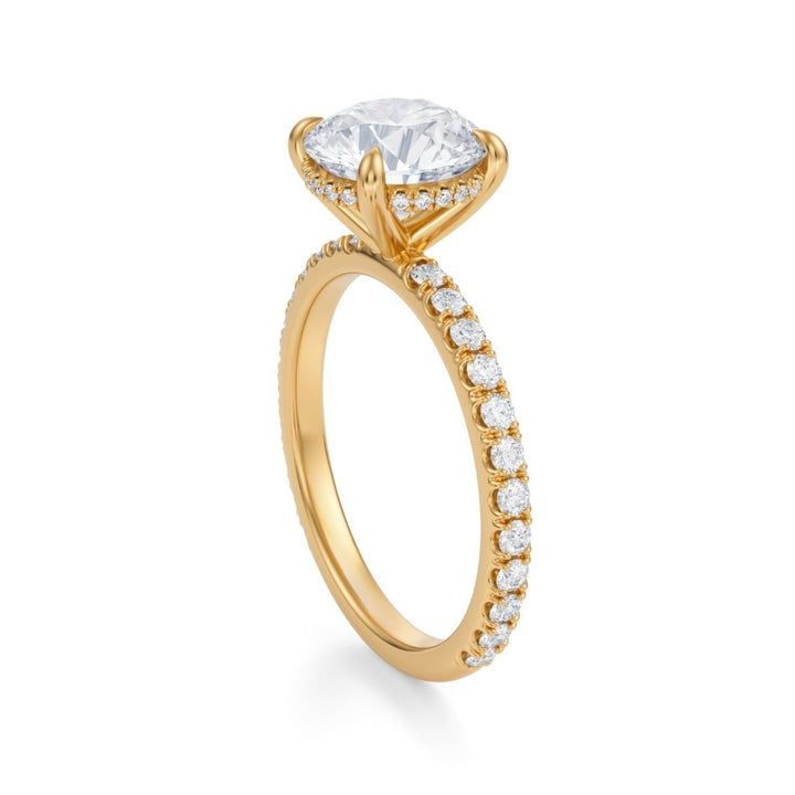 Round Hidden Halo With Pave Ring