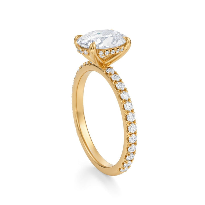 Oval Hidden Halo With Pave Ring