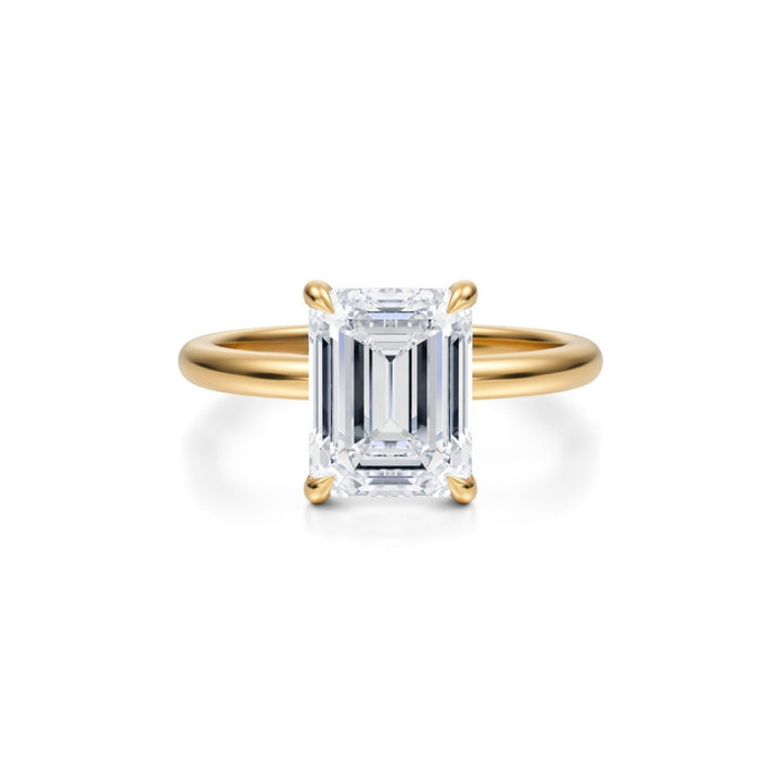 Emerald Solitaire Ring With Pave Prongs