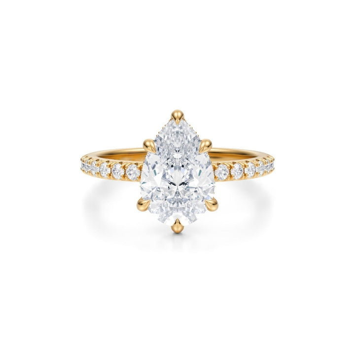 Pear Hidden Halo With Pave Ring