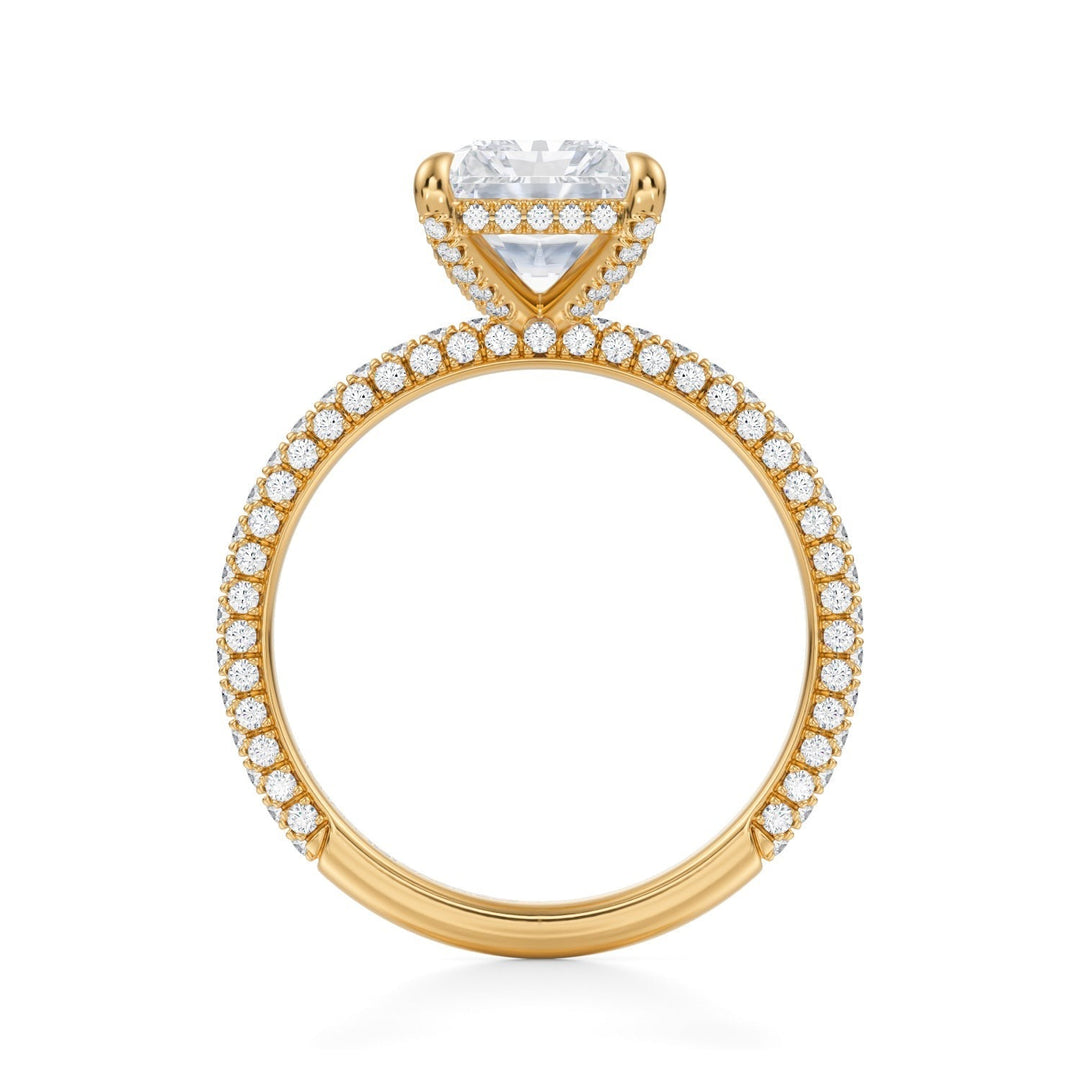 Radiant Pave Basket With Trio Pave Ring