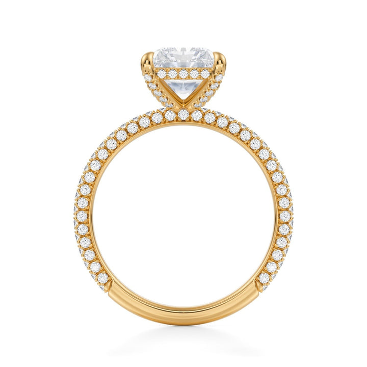 Radiant Pave Basket With Trio Pave Ring
