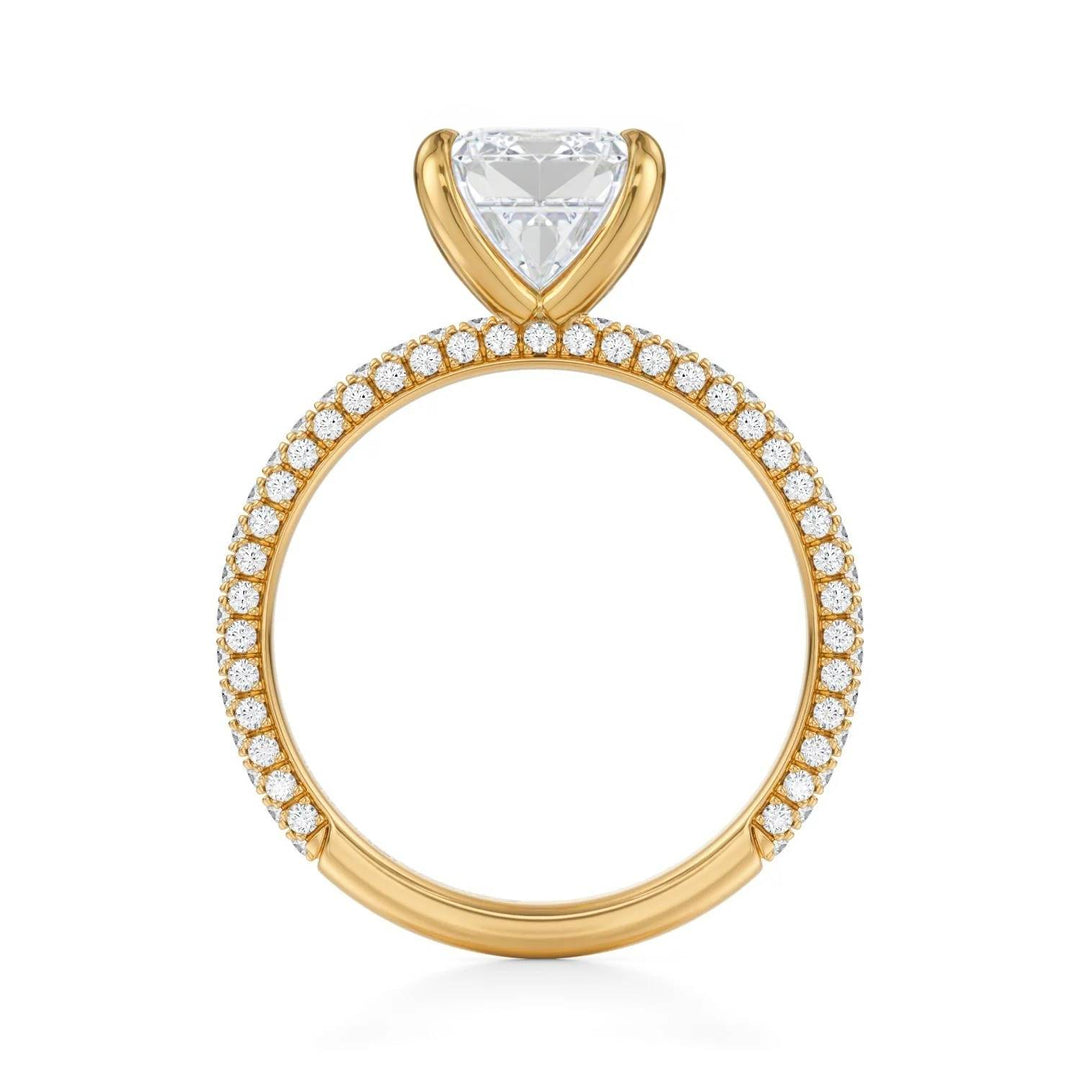Emerald Three Row Pave Ring
