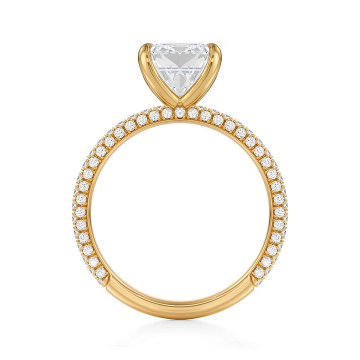 Emerald Three Row Pave Ring