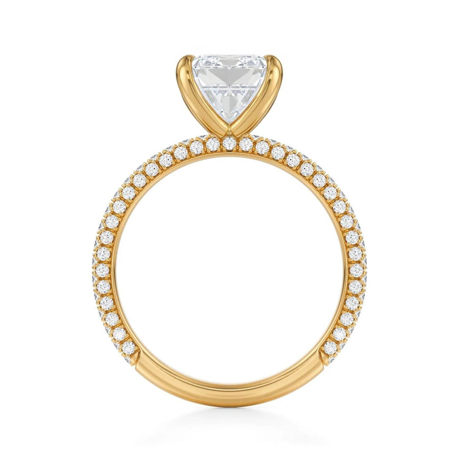 Emerald Three Row Pave Ring