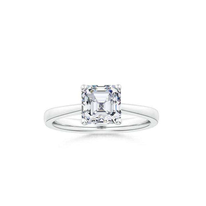 Asscher Reverse Tapered Shank Cathedral Engagement Ring