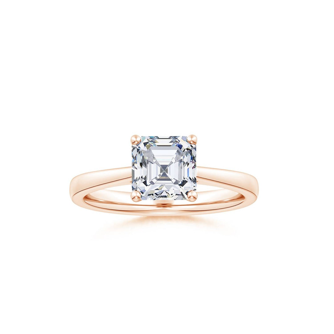 Asscher Reverse Tapered Shank Cathedral Engagement Ring
