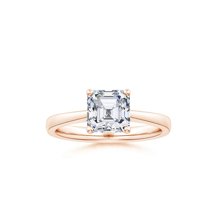 Asscher Reverse Tapered Shank Cathedral Engagement Ring