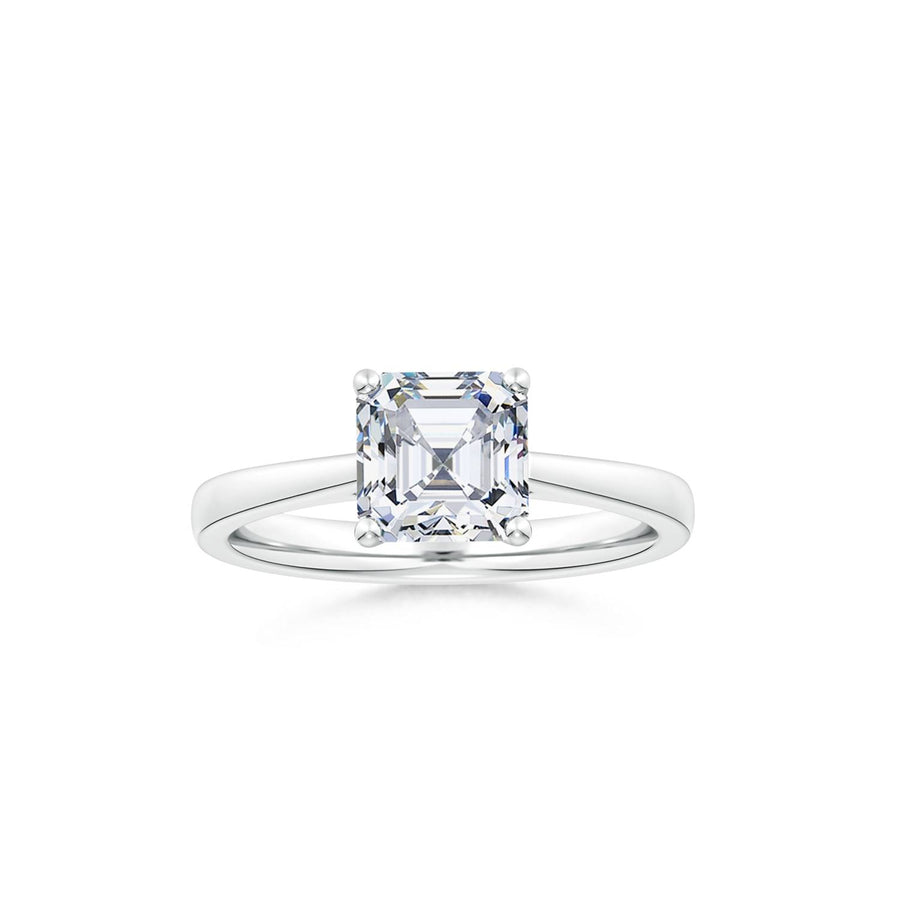 Asscher Reverse Tapered Shank Cathedral Engagement Ring
