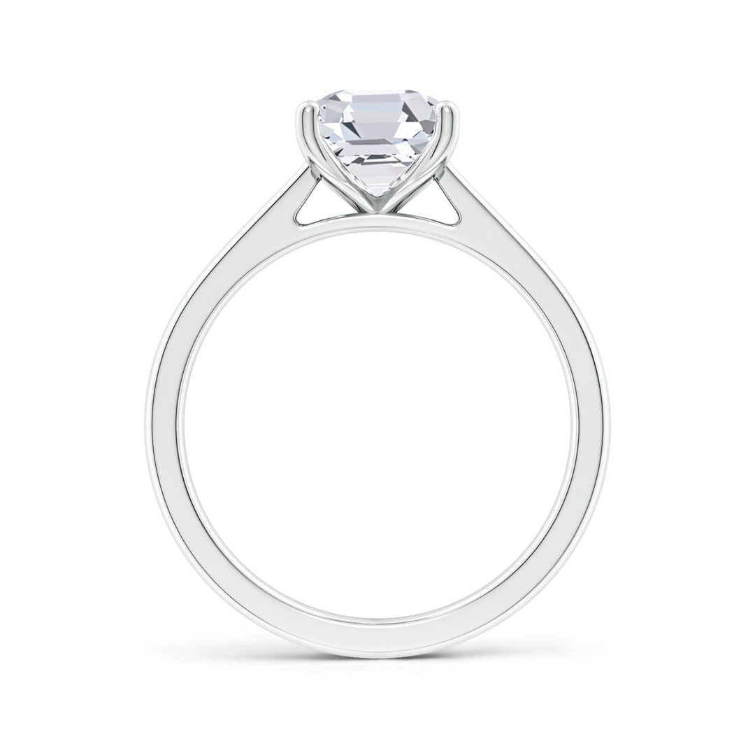 Asscher Reverse Tapered Shank Cathedral Engagement Ring
