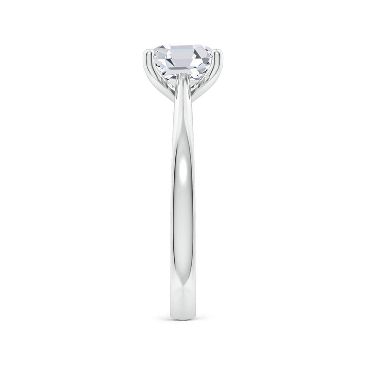 Asscher Reverse Tapered Shank Cathedral Engagement Ring