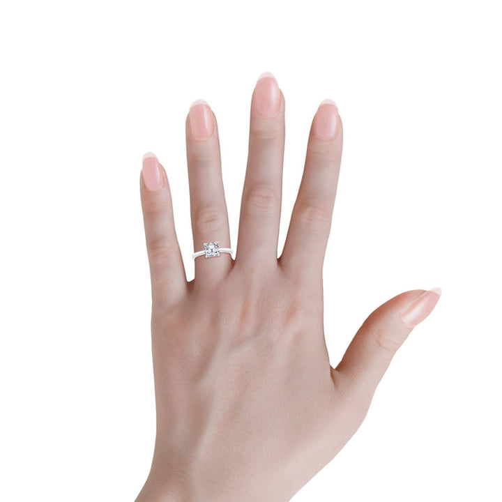 Asscher Reverse Tapered Shank Cathedral Engagement Ring