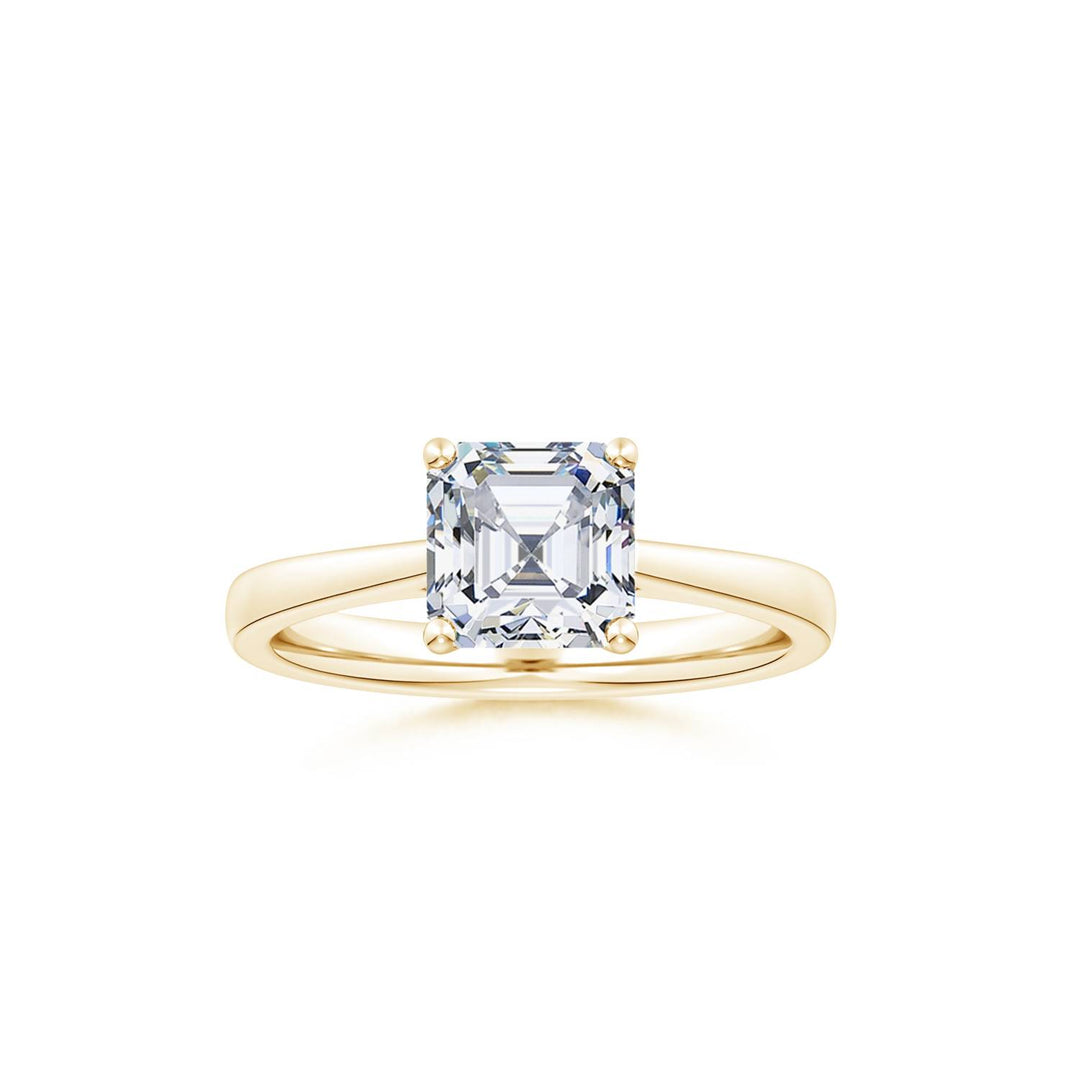 Asscher Reverse Tapered Shank Cathedral Engagement Ring