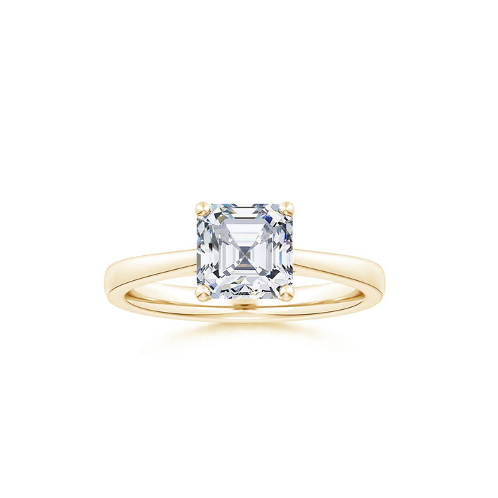 Asscher Reverse Tapered Shank Cathedral Engagement Ring
