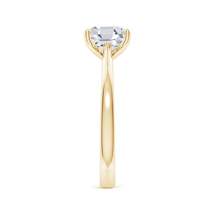 Asscher Reverse Tapered Shank Cathedral Engagement Ring