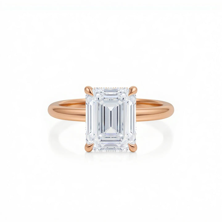 Emerald Solitaire Ring With Diamond Basket