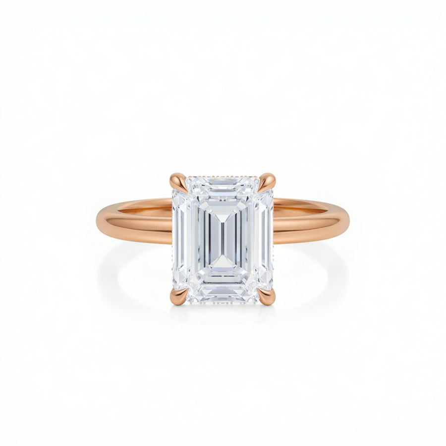 Emerald Solitaire Ring With Diamond Basket