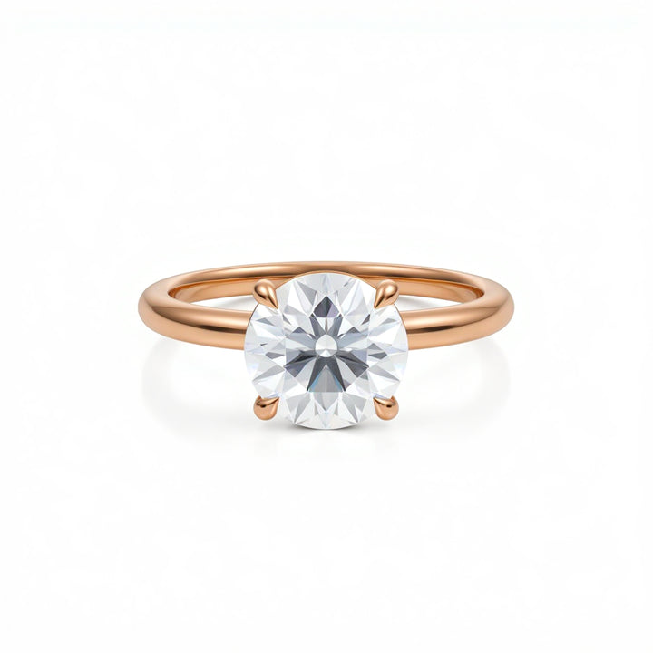Round Martini Basket Solitaire Ring