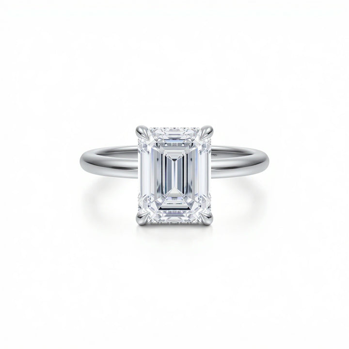 Emerald Solitaire Ring With Diamond Basket