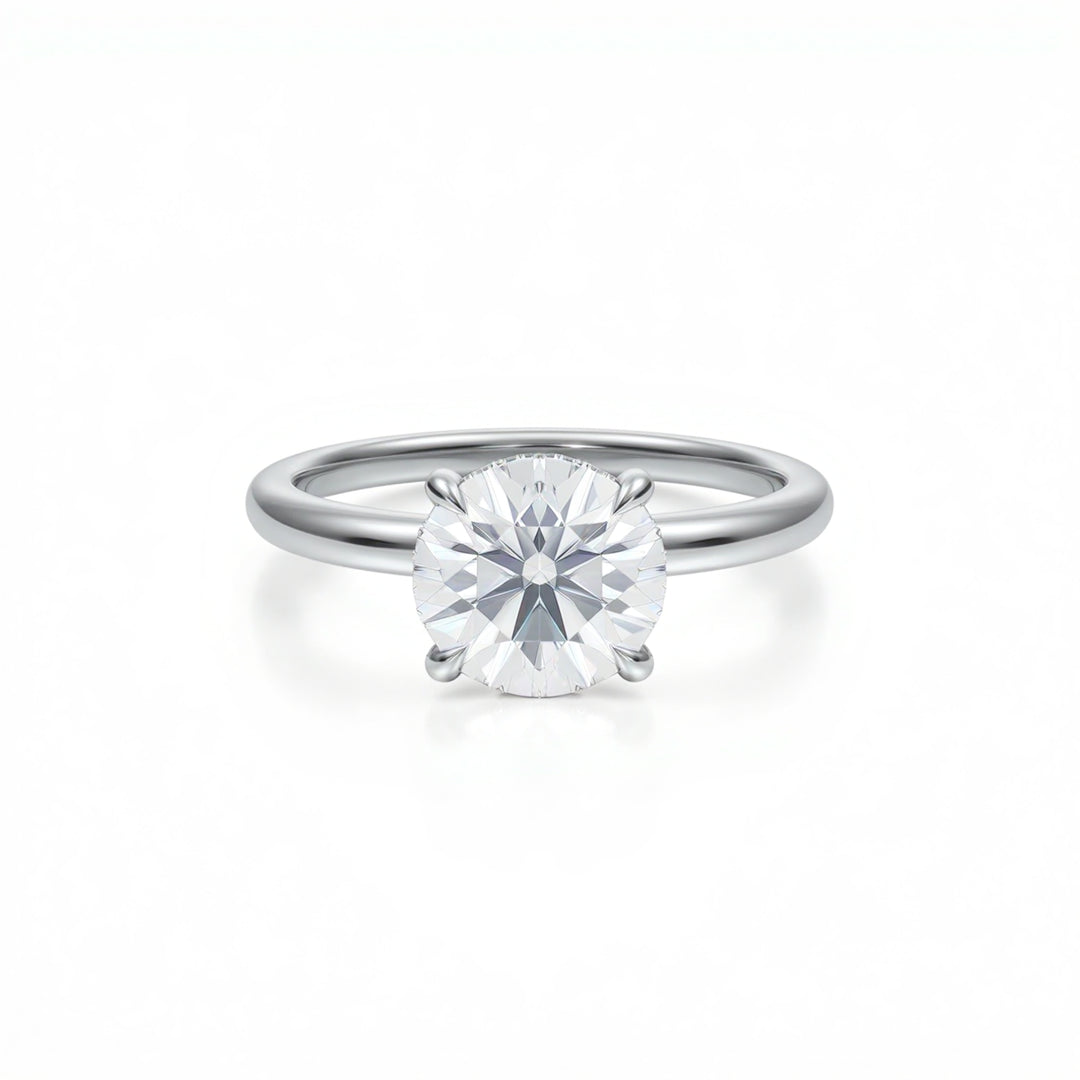 Round Martini Basket Solitaire Ring