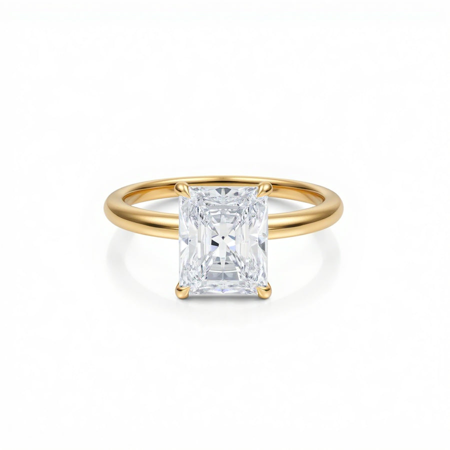 Radiant Solitaire Ring With Diamond Basket