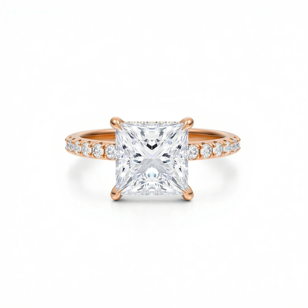 Princess Diamond Basket With Pave Ring