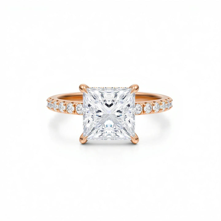 Princess Diamond Basket With Pave Ring