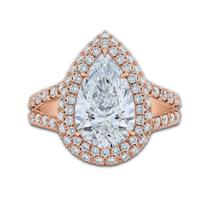 Pear Shape Double Halo Diamond Ring