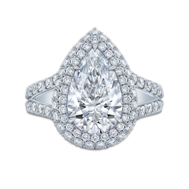Pear Shape Double Halo Diamond Ring