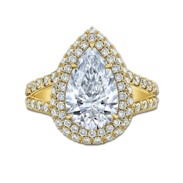 Pear Shape Double Halo Diamond Ring