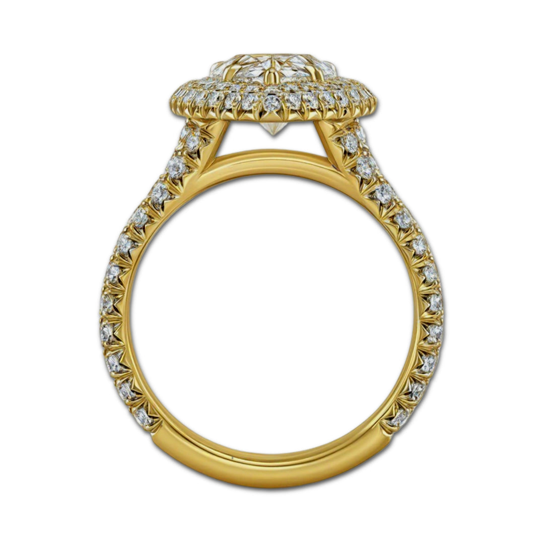 Pear Shape Double Halo Diamond Ring