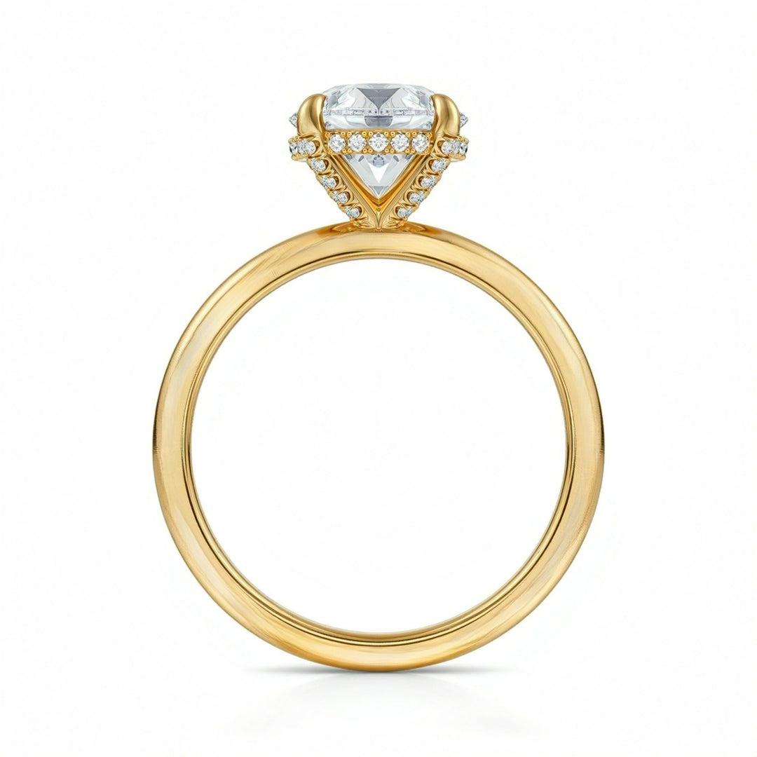 Cushion Solitaire Ring With Diamond Basket