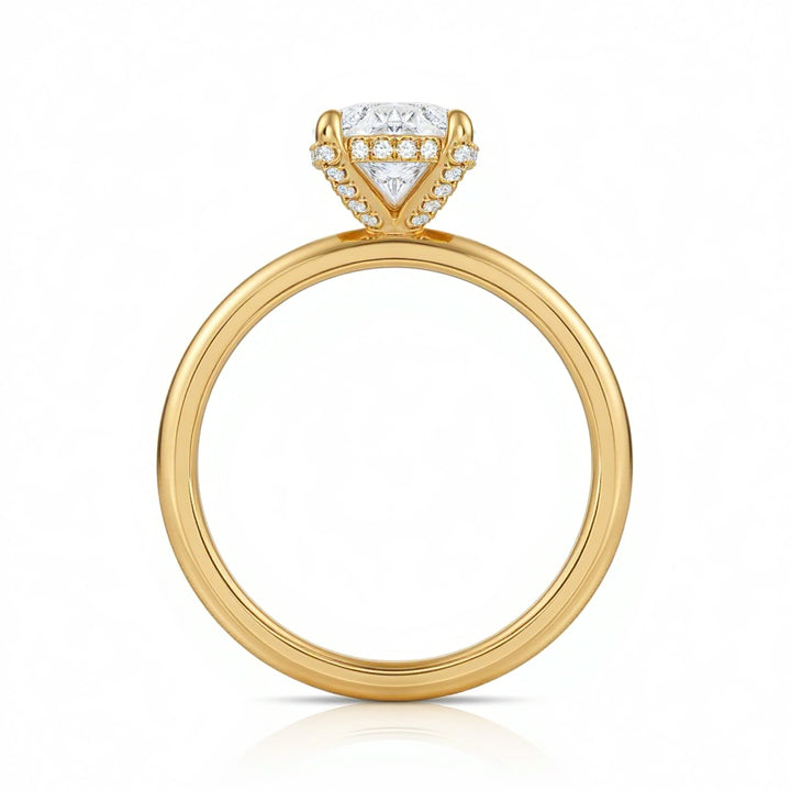 Oval Solitaire Ring With Diamond Basket