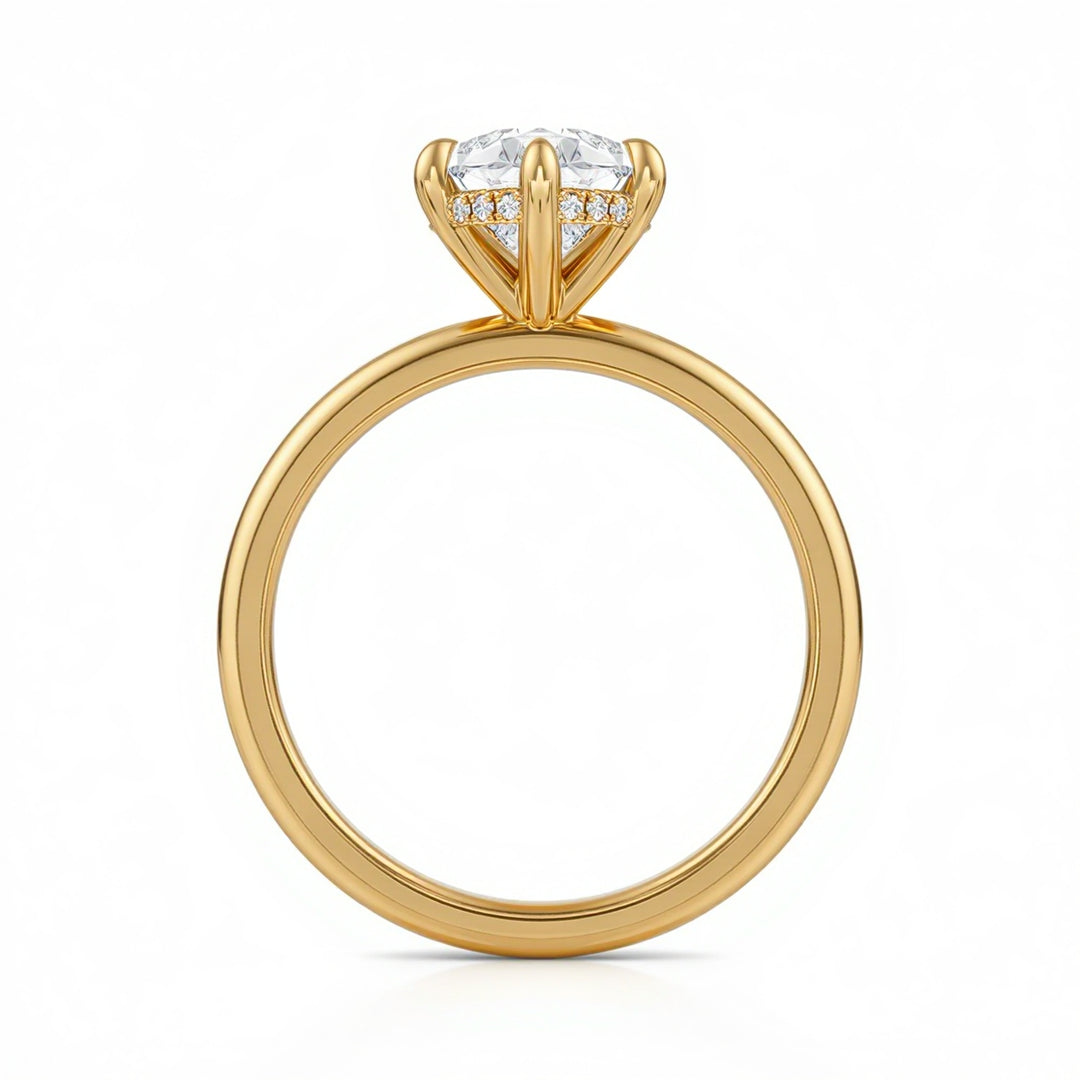 Pear Solitaire Ring With Hidden Halo