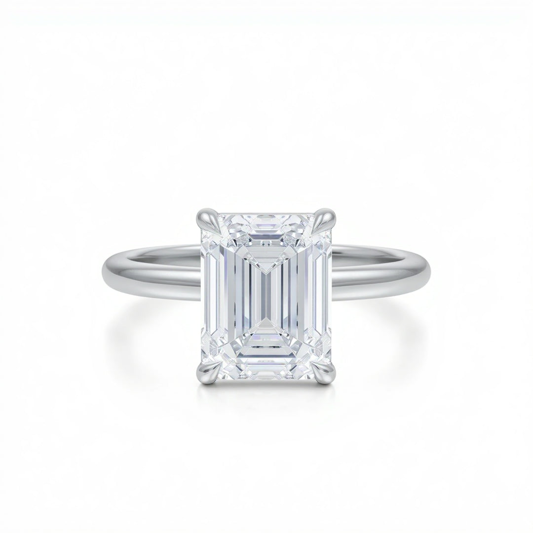 Emerald Martini Basket Solitaire Ring
