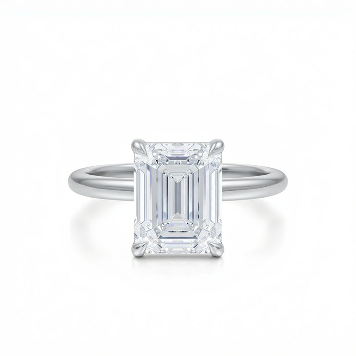 Emerald Martini Basket Solitaire Ring