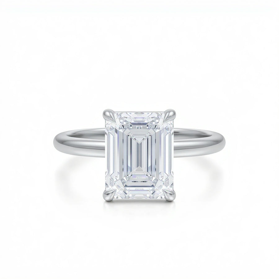 Emerald Martini Basket Solitaire Ring