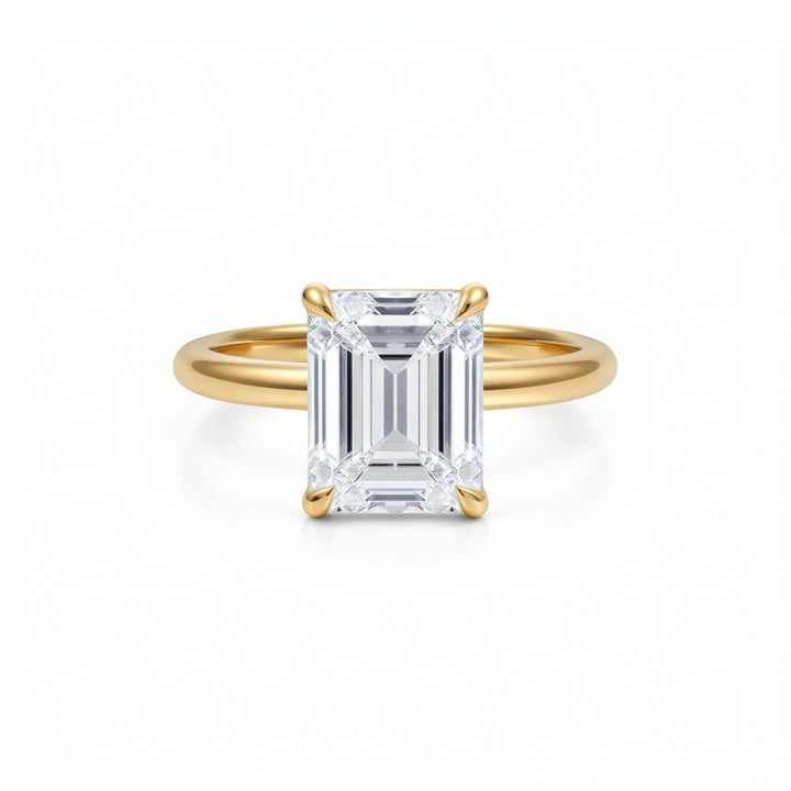 Emerald Solitaire Ring With Diamond Basket