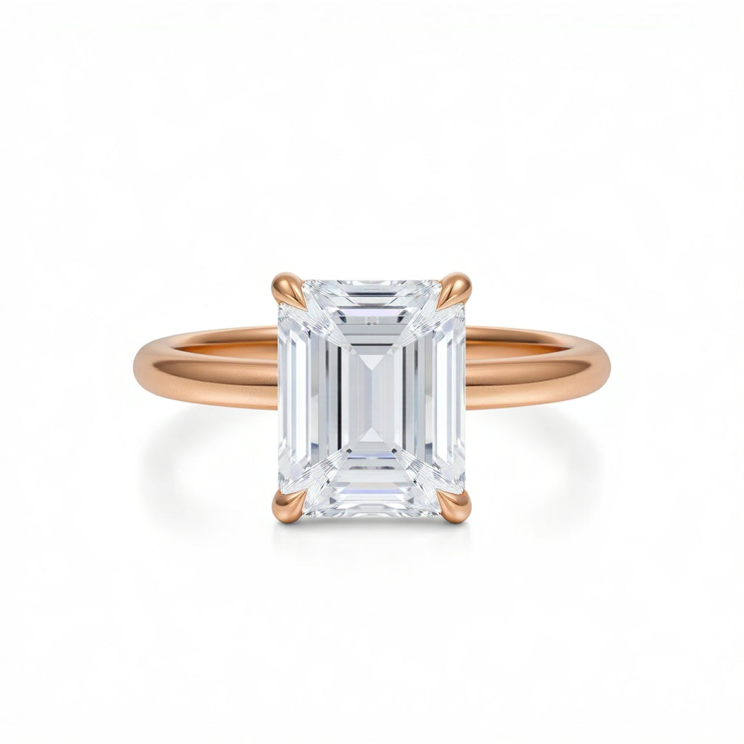 Emerald Martini Basket Solitaire Ring