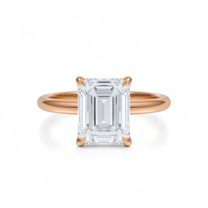 Emerald Martini Basket Solitaire Ring