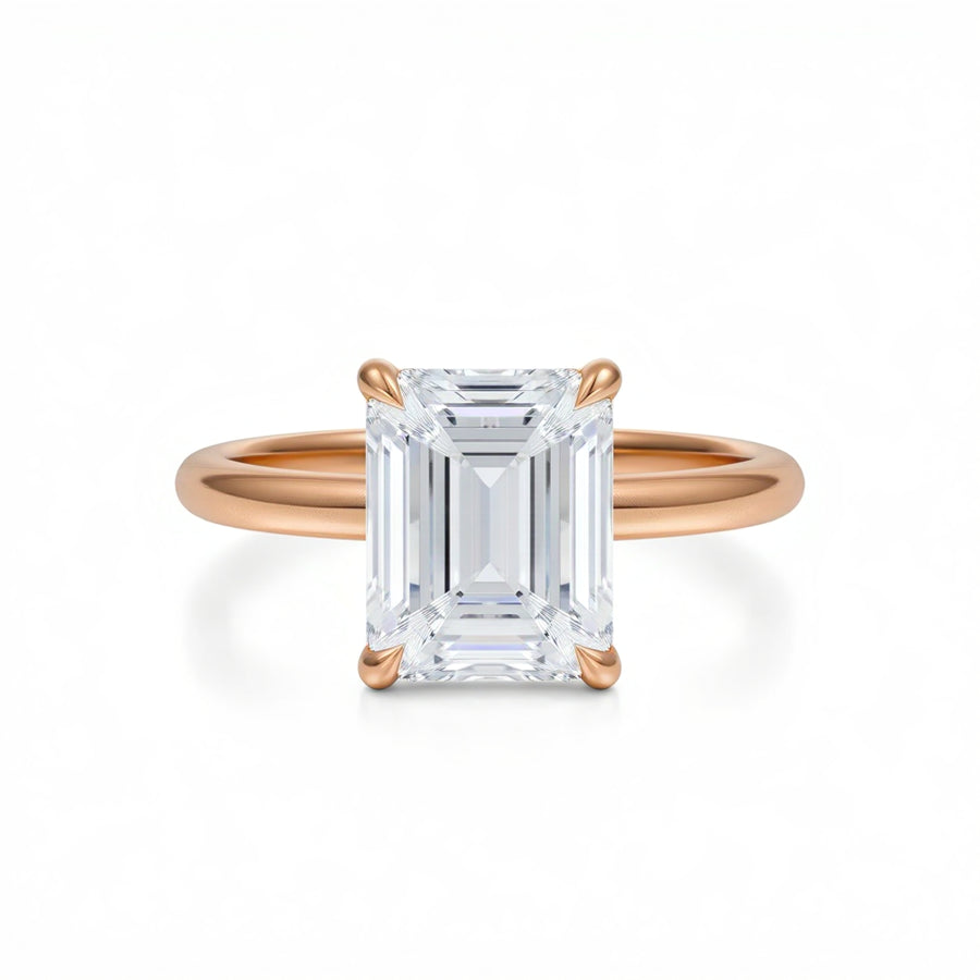 Emerald Martini Basket Solitaire Ring
