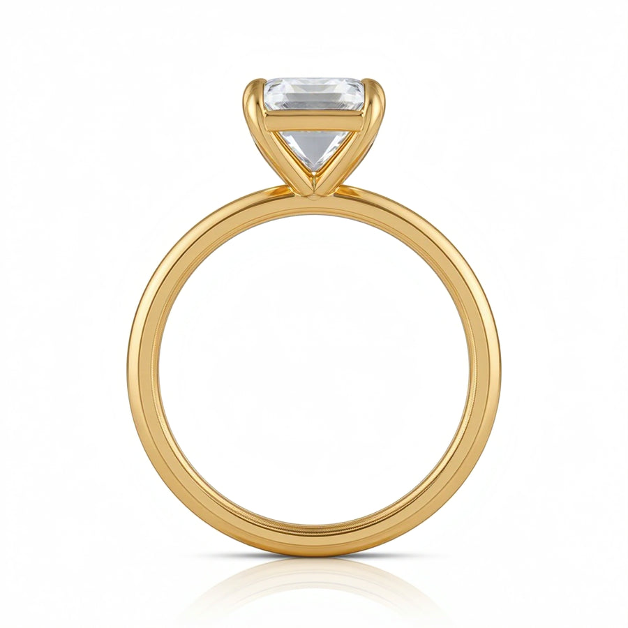 Emerald Martini Basket Solitaire Ring