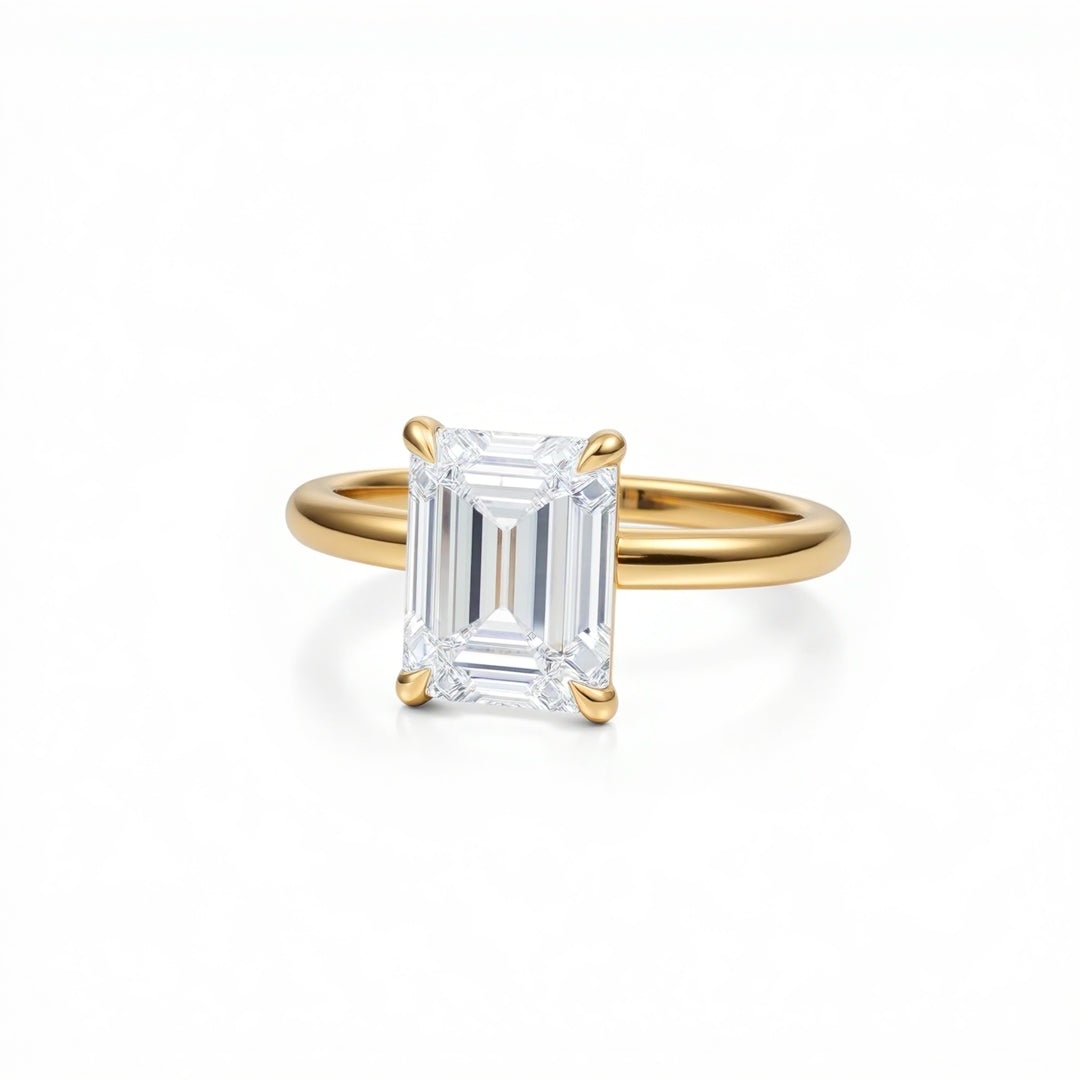 Emerald Classic Open Solitaire Ring