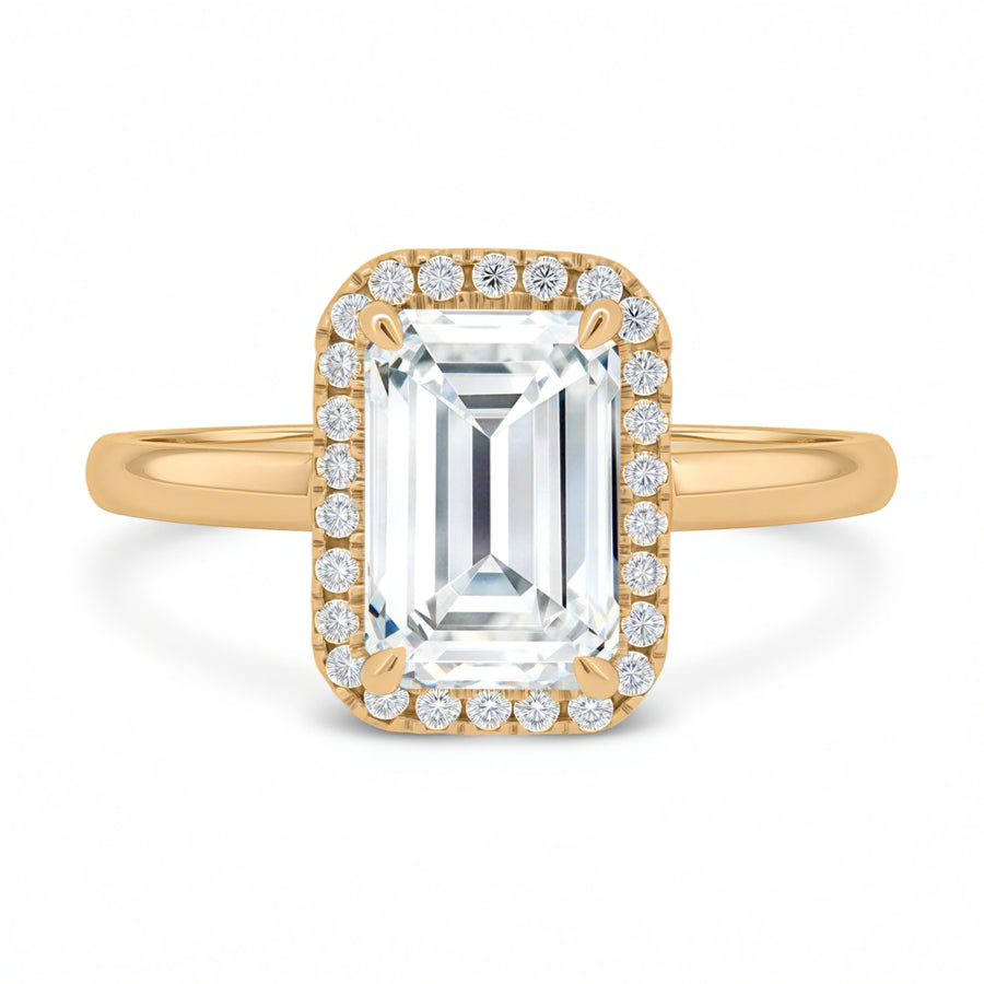 Emerald Halo Solitaire Ring