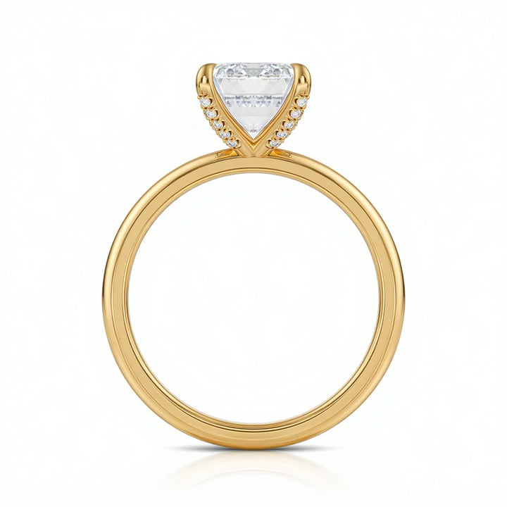 Emerald Solitaire Ring With Pave Prongs