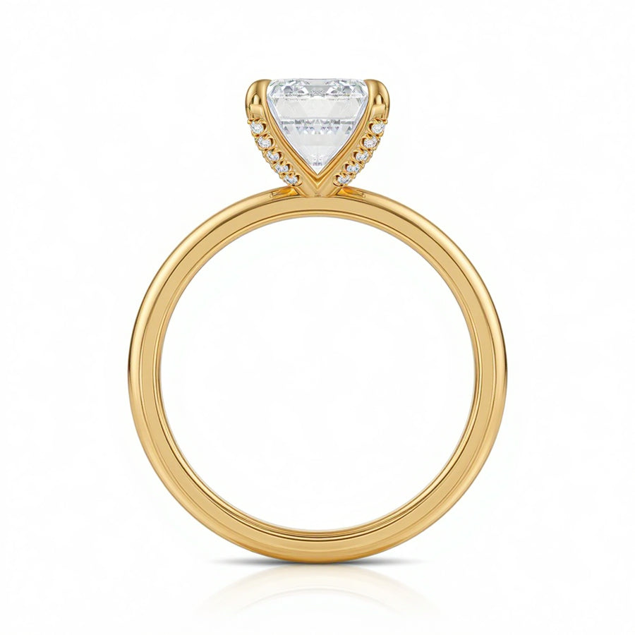 Emerald Solitaire Ring With Pave Prongs