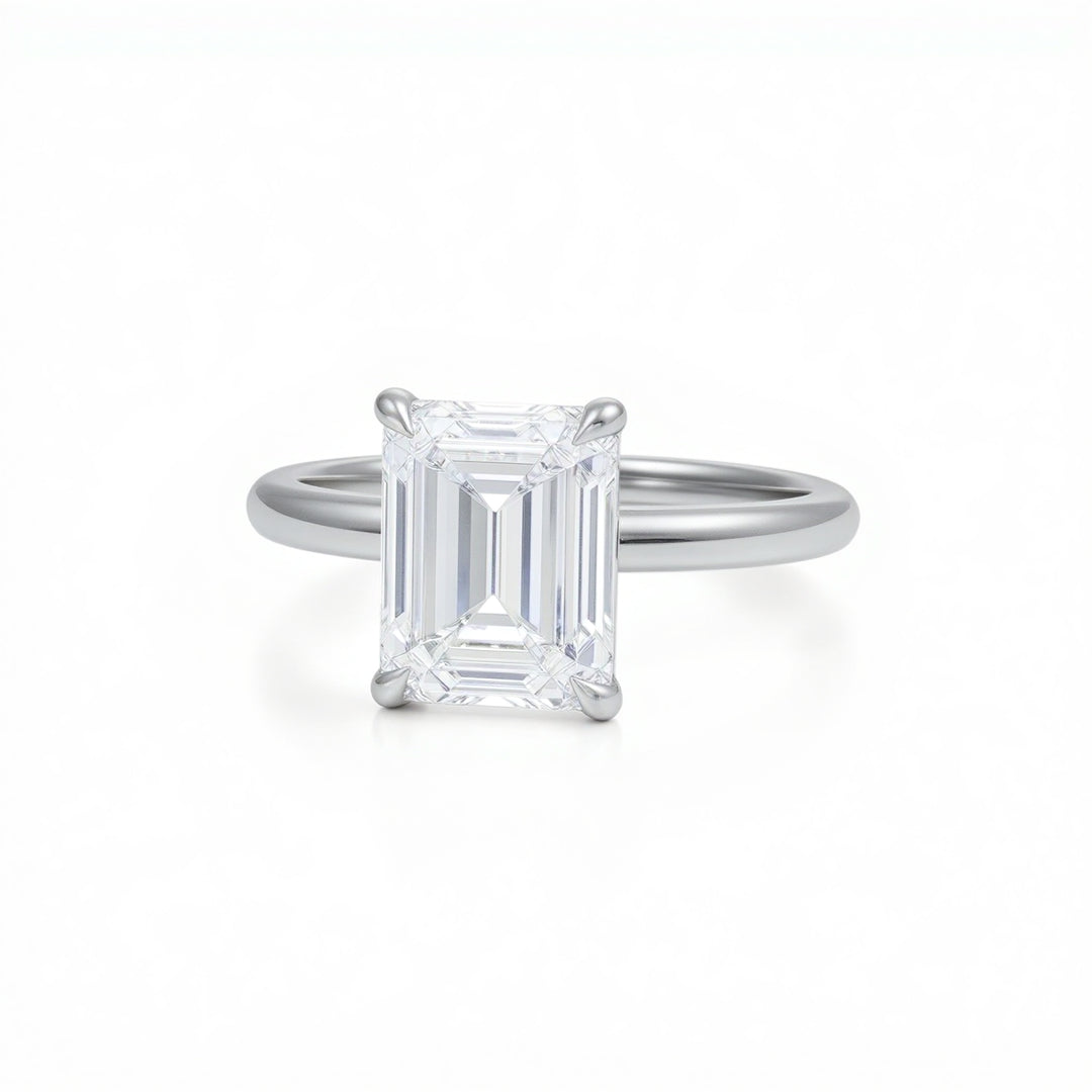 Emerald Solitaire Ring With Pave Prongs